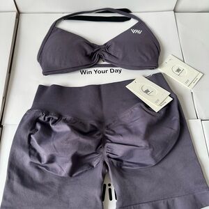 Purple Sports Bra and Leggings Set （xs S M）